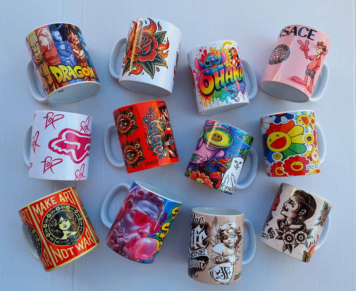 Colección de tazas personalizadas estilo Old School inspiradas en tatuaje tradicional