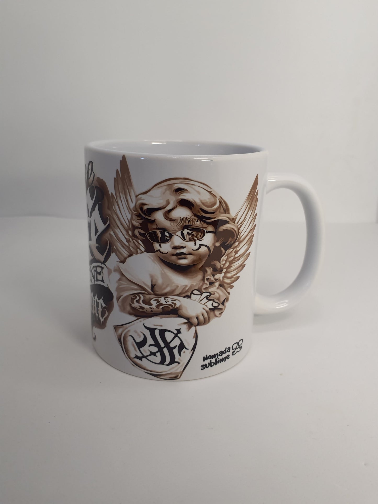 Taza con diseño angel chicano "Tattoo One Life One Chance" - nomadasublime