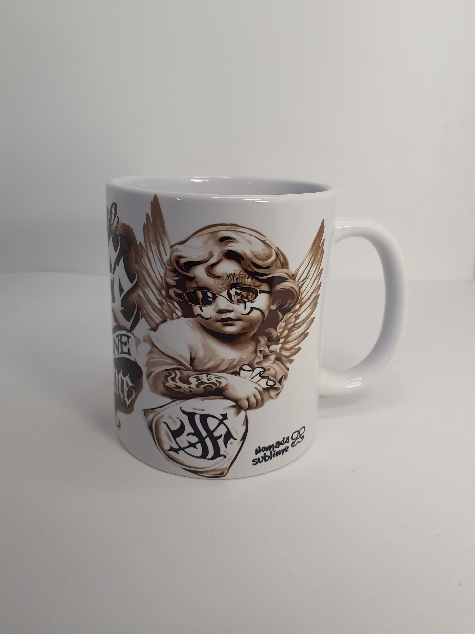 Taza con diseño angel chicano "Tattoo One Life One Chance" - nomadasublime