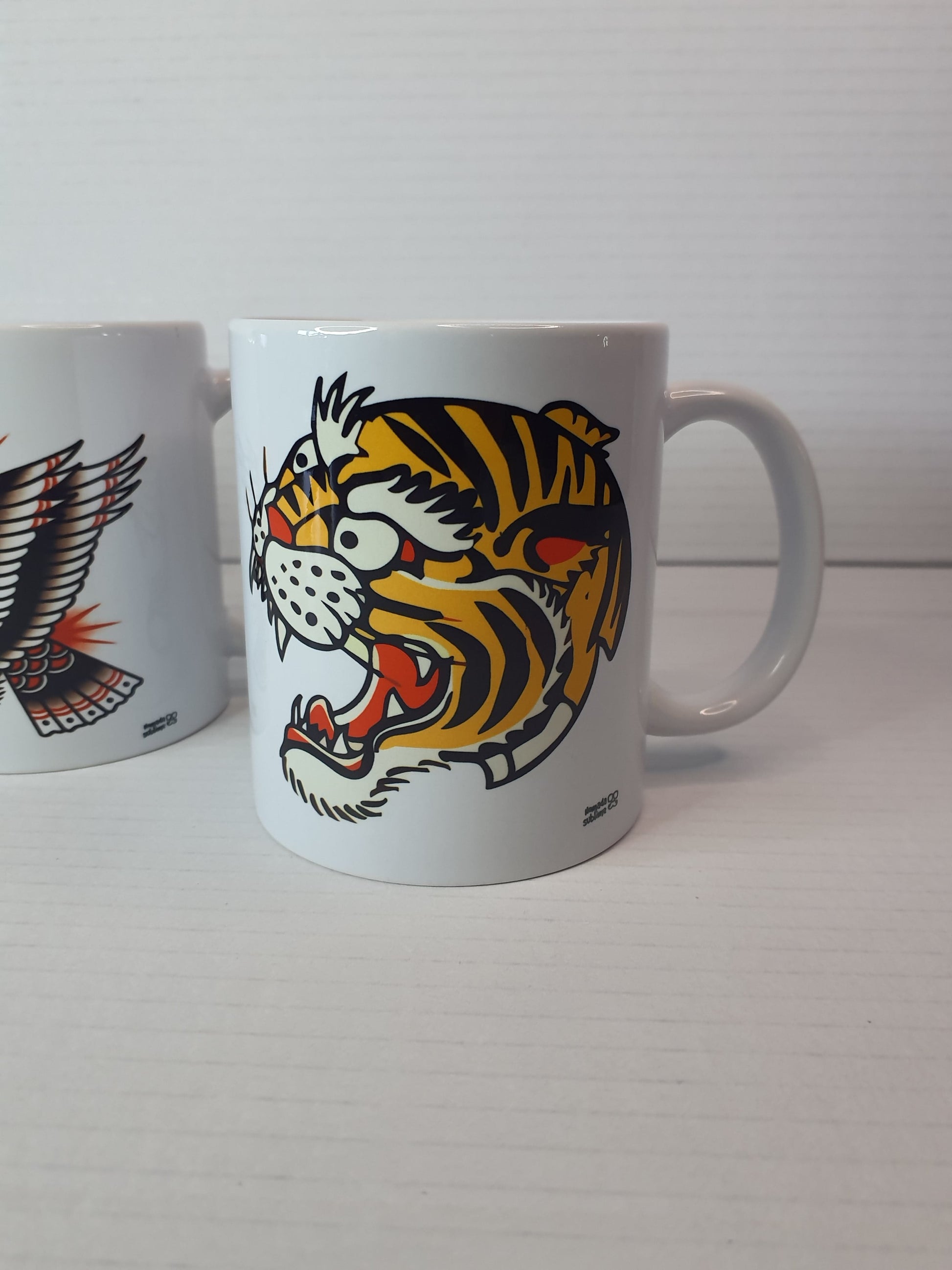 Taza con diseño tigre tradicional clásico, diseño tattoo Old School.