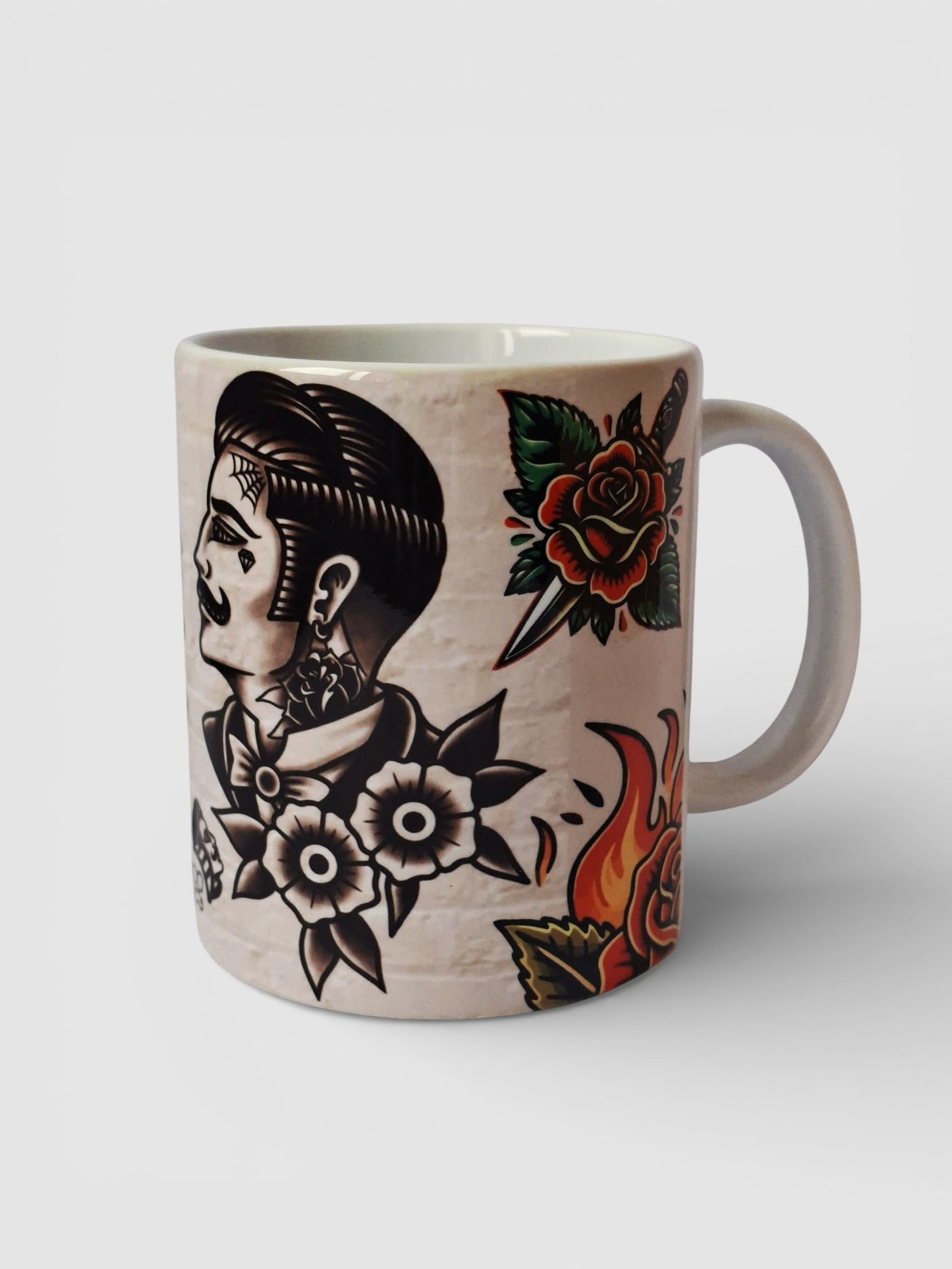 Taza Old School diseño tradicional americano diablos estilo tattoo.