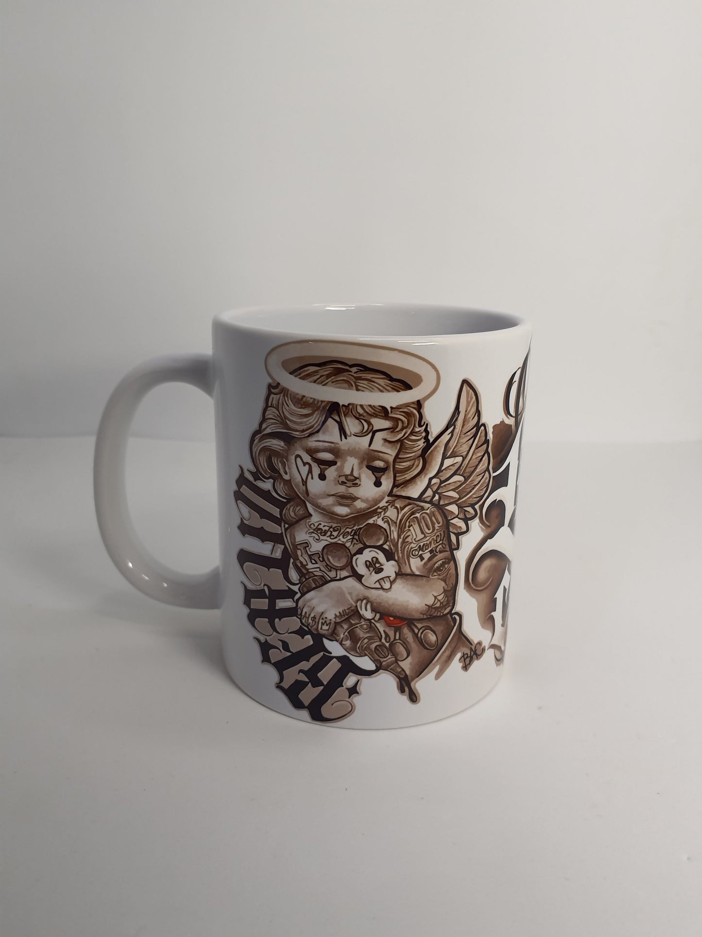 Taza con diseño "Tattoo One Life One Chance" en Blanco - diseño chicano