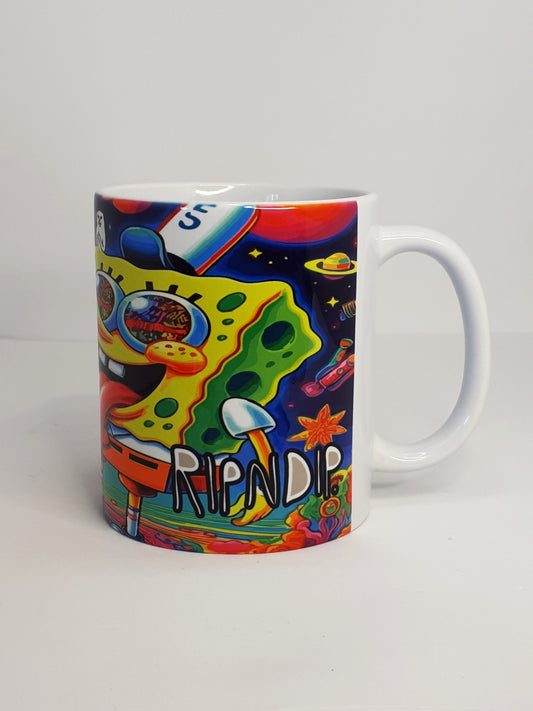 taza psicodélica colorida estilo cartoon - Nómada Sublime